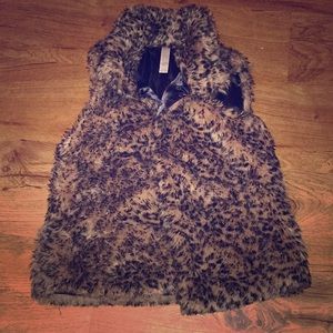 Cheetah print fur vest